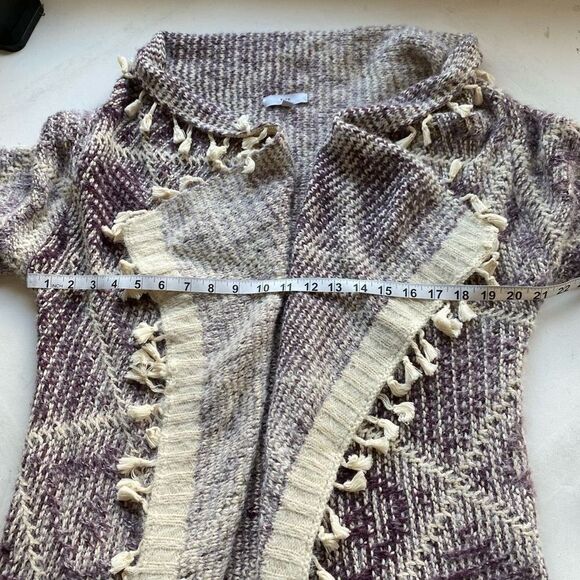 Fate Open Cardigan Tassel Fringe Sweater Lavender & Cream Women’s Large Boho - Picture 6 of 15